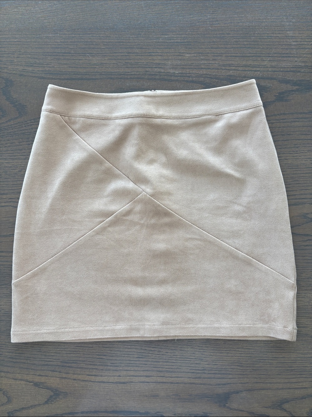 Neutral Taupe Mini Skirt with Diagonal Panel Detailing